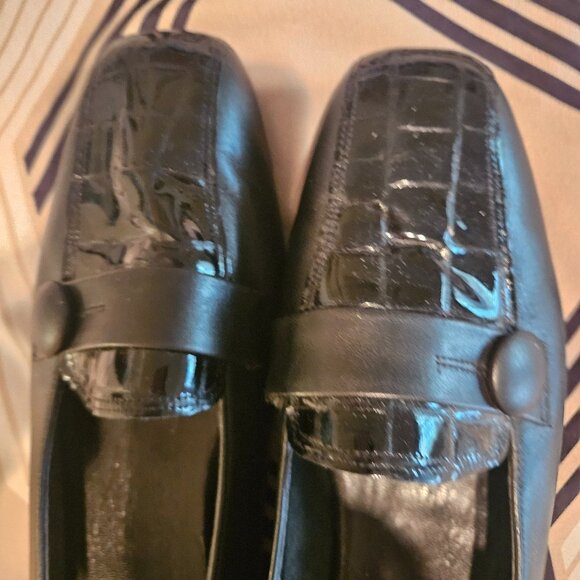 Comfort vintage ballet Flat 100% leather Grandmacore Whimsigoth black loafers 11 - Picture 5 of 11